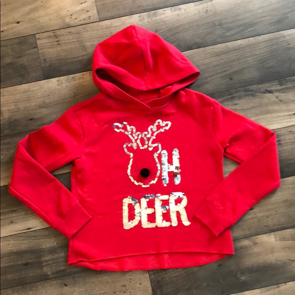 Justice size 12 Christmas flippy reindeer hoodie